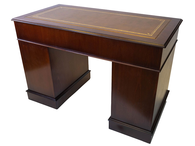 Twin Pedestal Secretary Desk Mahogany Leather